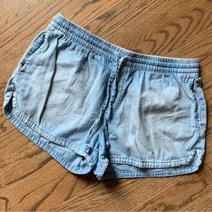 aerie drawstring jean shorts